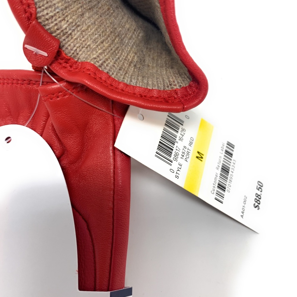 Red Leather Cashmere Leather Smart Touch Gloves - Picture 2 of 4